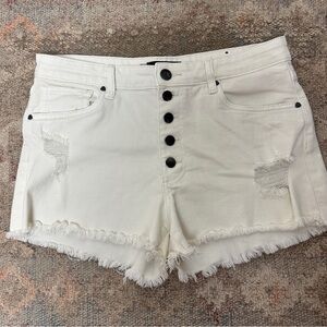 Kut from the Kloth white button fly Jean shorts size 10